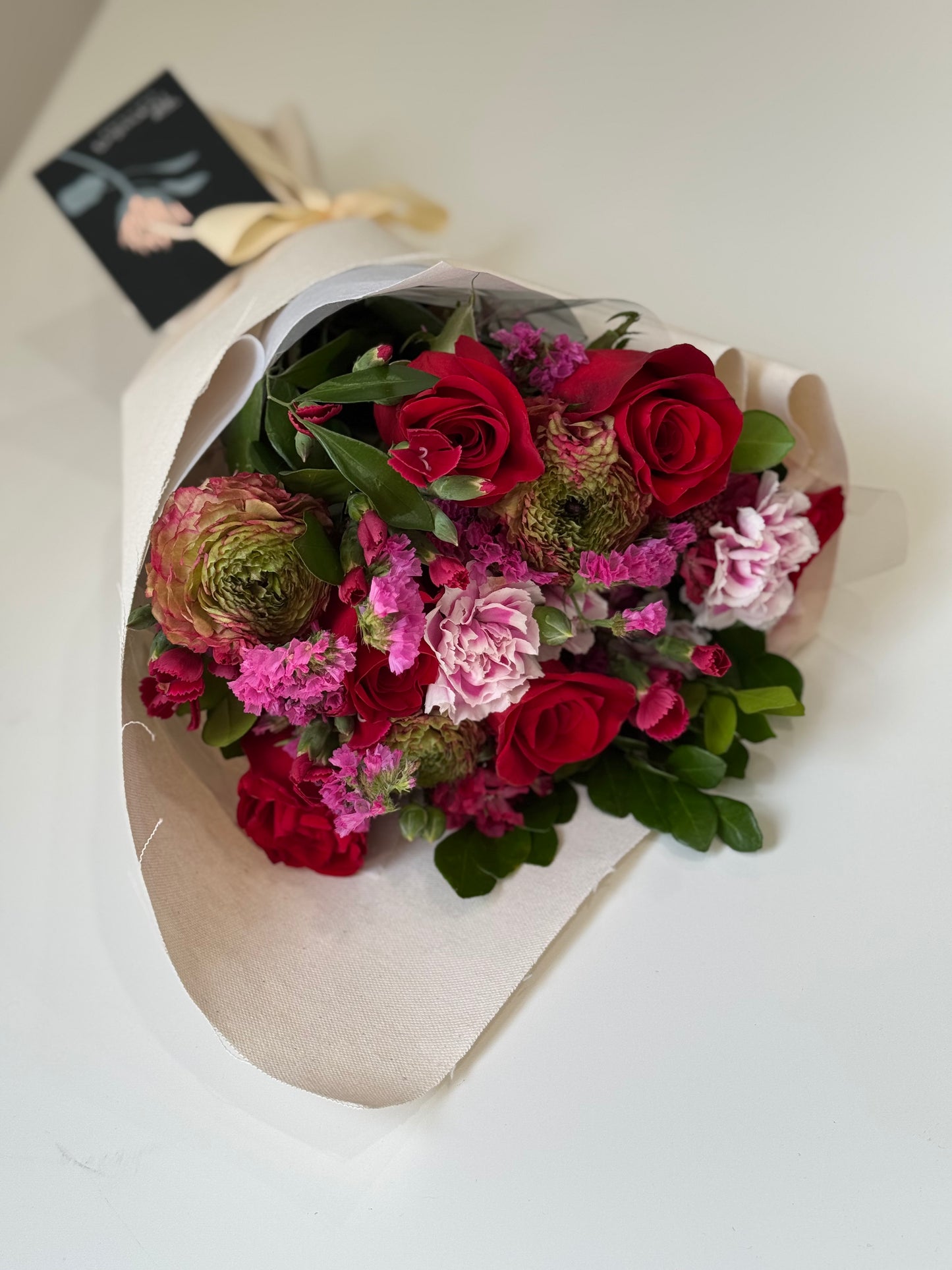 red and pink flowers