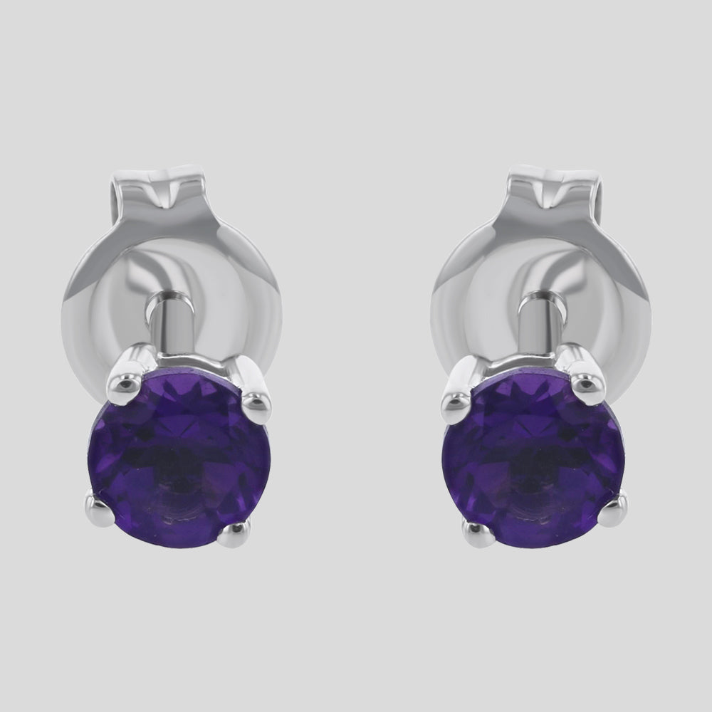 18K White Gold Amethyst Studs