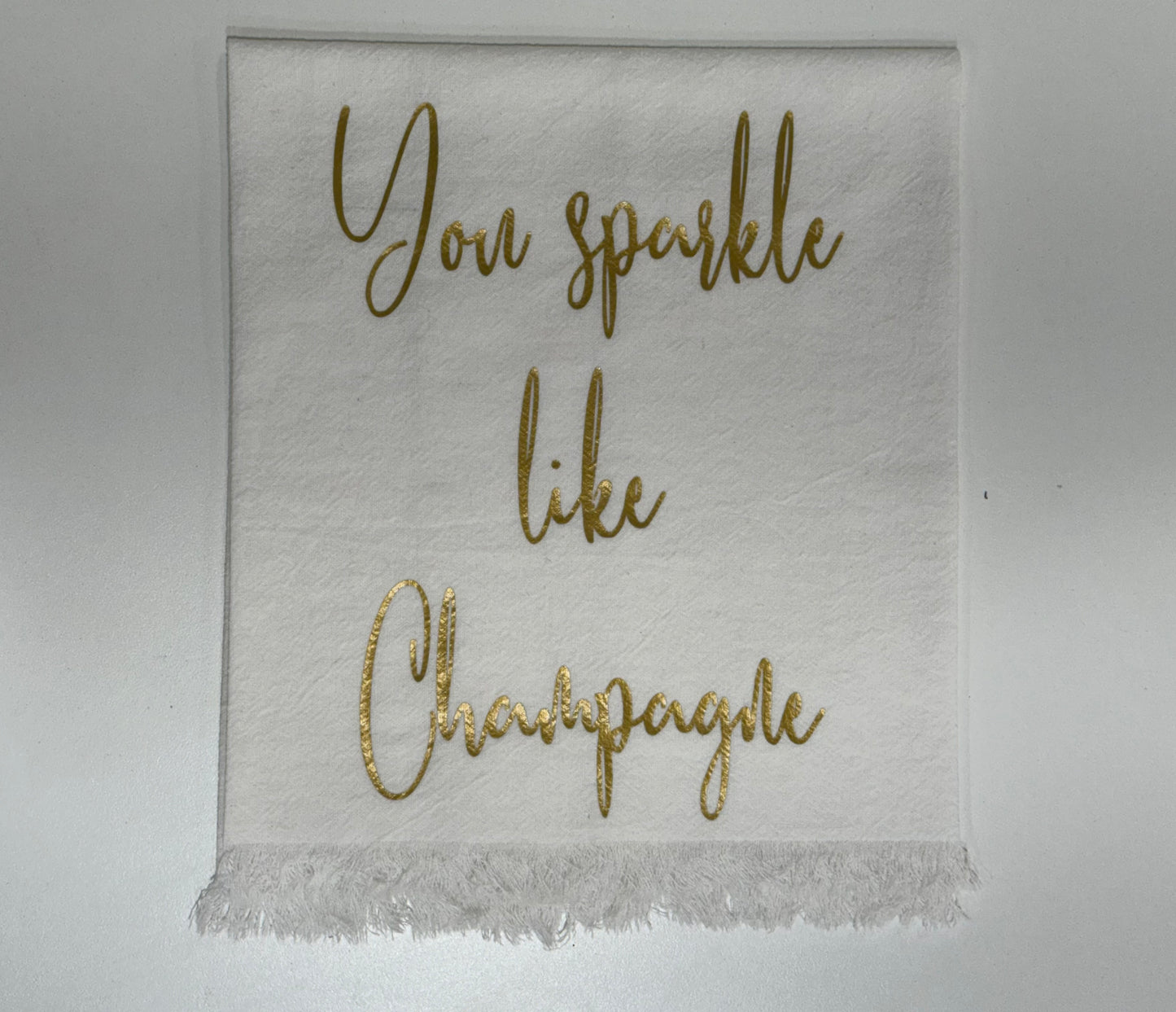 Linen Towel Sparkle like Champagne White & Gold