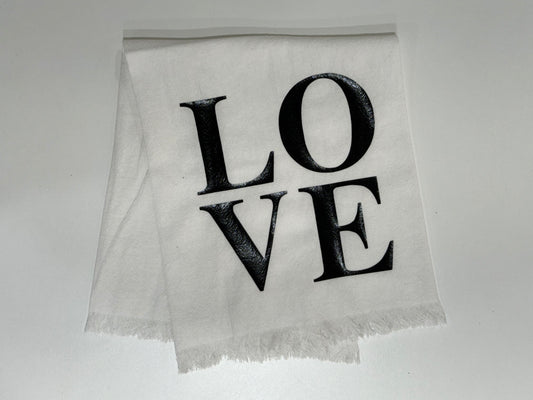 Linen Towel LOVE  White & Black