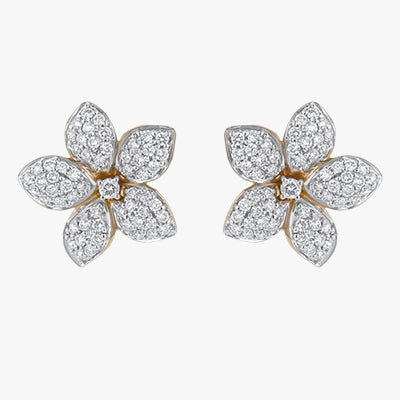 Diamond Flower Petal Earrings