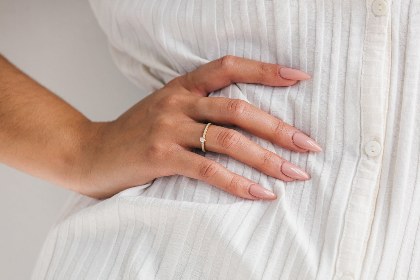 Petite Pear Cut Diamond Ring