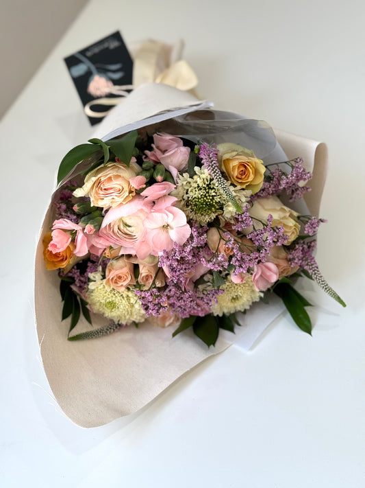 lilac and yellow flowers 