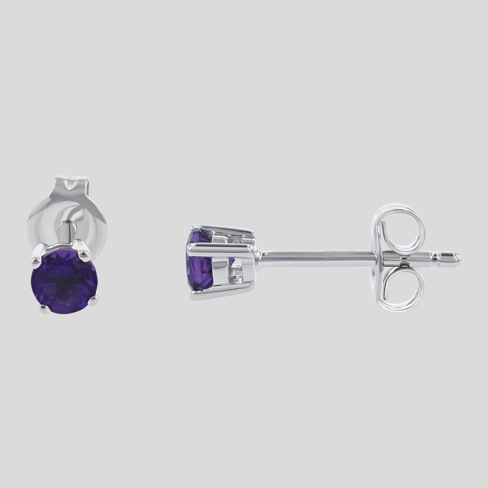 18K White Gold Amethyst Studs