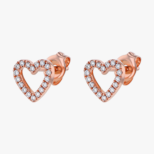 Diamond Open Heart Stud Earrings