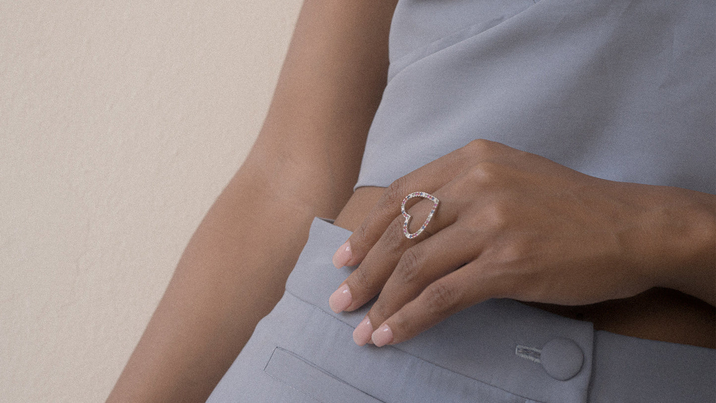 The Open Heart Sapphires Ring