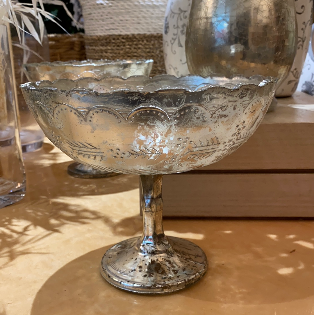 Silver Mercury Compote Vase